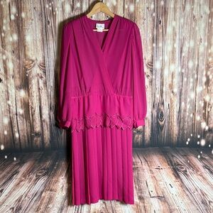 Leslie Pomer Vintage Long Sleeve Dress Womens Sz 14B